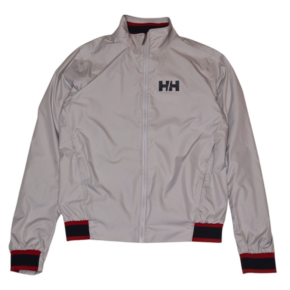 Helly Hansen Salt Windbreaker Sailing Jacket Men Size M Gray Red Trim
